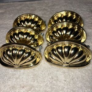 6 Belwith Newport  P535PB Polished Brass Cup Cabinet Pull USA 3” Center To Ctr